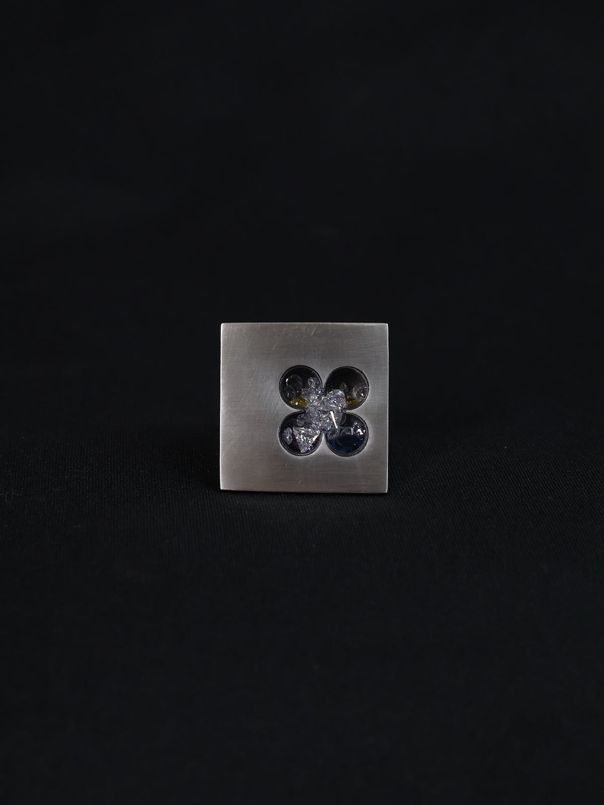 Sparkly Flower Glass Box Ring