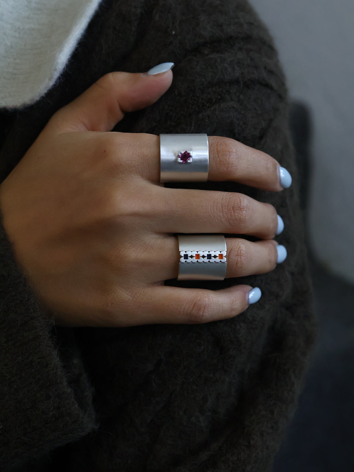 Little Flower Enamel Band Ring